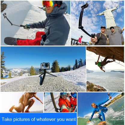 PULUZ 3-Way Grip Foldable Tripod Selfie-stick Extension Monopod for GoPro, Insta360 ONE R, DJI Osmo Action and Other Action Cameras, Length: 20-58cm - Extendable Pole by PULUZ | Online Shopping UK | buy2fix