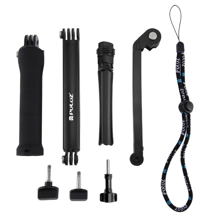 PULUZ 3-Way Grip Foldable Tripod Selfie-stick Extension Monopod for GoPro, Insta360 ONE R, DJI Osmo Action and Other Action Cameras, Length: 20-58cm - Extendable Pole by PULUZ | Online Shopping UK | buy2fix