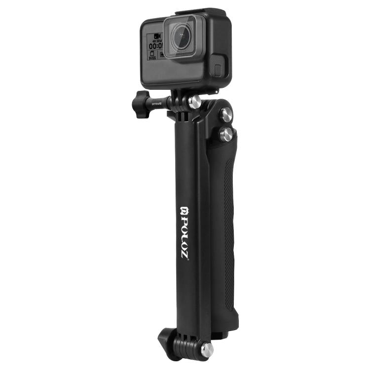 PULUZ 3-Way Grip Foldable Tripod Selfie-stick Extension Monopod for GoPro, Insta360 ONE R, DJI Osmo Action and Other Action Cameras, Length: 20-58cm - Extendable Pole by PULUZ | Online Shopping UK | buy2fix