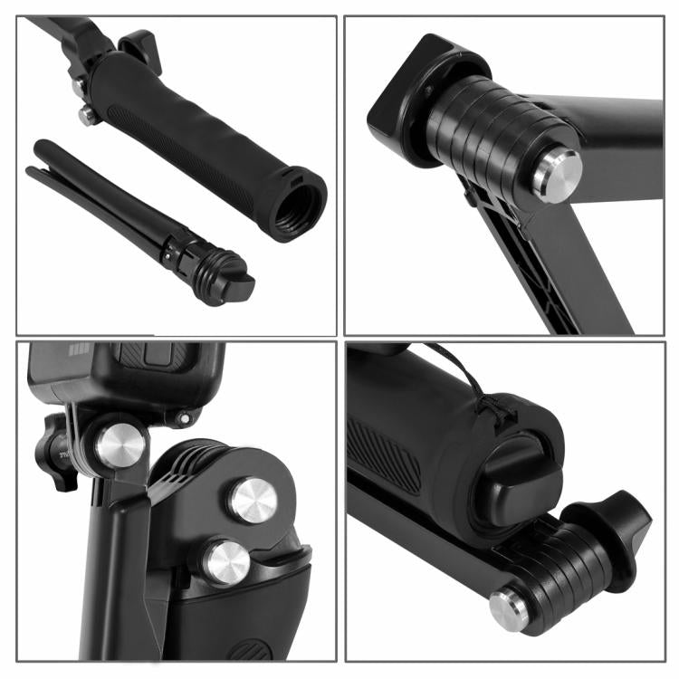 PULUZ 3-Way Grip Foldable Tripod Selfie-stick Extension Monopod for GoPro, Insta360 ONE R, DJI Osmo Action and Other Action Cameras, Length: 20-58cm - Extendable Pole by PULUZ | Online Shopping UK | buy2fix