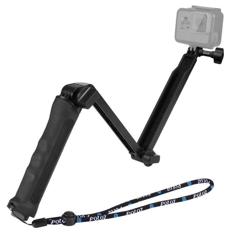 PULUZ 3-Way Grip Foldable Tripod Selfie-stick Extension Monopod for GoPro, Insta360 ONE R, DJI Osmo Action and Other Action Cameras, Length: 20-58cm - Extendable Pole by PULUZ | Online Shopping UK | buy2fix