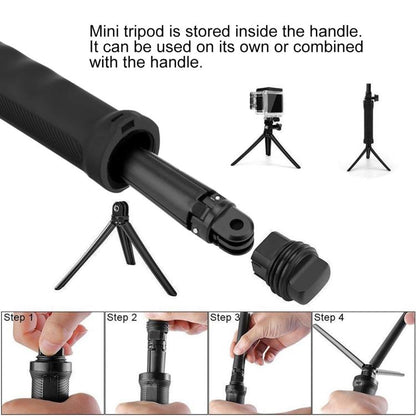 PULUZ 3-Way Grip Foldable Tripod Selfie-stick Extension Monopod for GoPro, Insta360 ONE R, DJI Osmo Action and Other Action Cameras, Length: 20-58cm - Extendable Pole by PULUZ | Online Shopping UK | buy2fix
