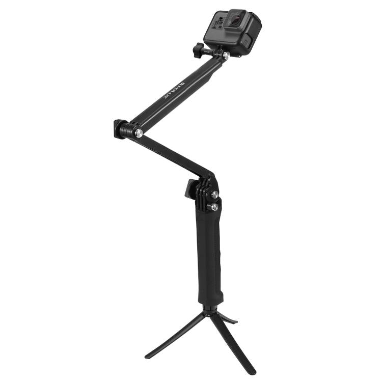 PULUZ 3-Way Grip Foldable Tripod Selfie-stick Extension Monopod for GoPro, Insta360 ONE R, DJI Osmo Action and Other Action Cameras, Length: 20-58cm - Extendable Pole by PULUZ | Online Shopping UK | buy2fix