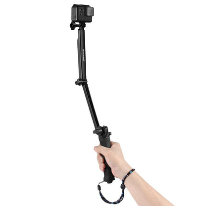 PULUZ 3-Way Grip Foldable Tripod Selfie-stick Extension Monopod for GoPro, Insta360 ONE R, DJI Osmo Action and Other Action Cameras, Length: 20-58cm - Extendable Pole by PULUZ | Online Shopping UK | buy2fix