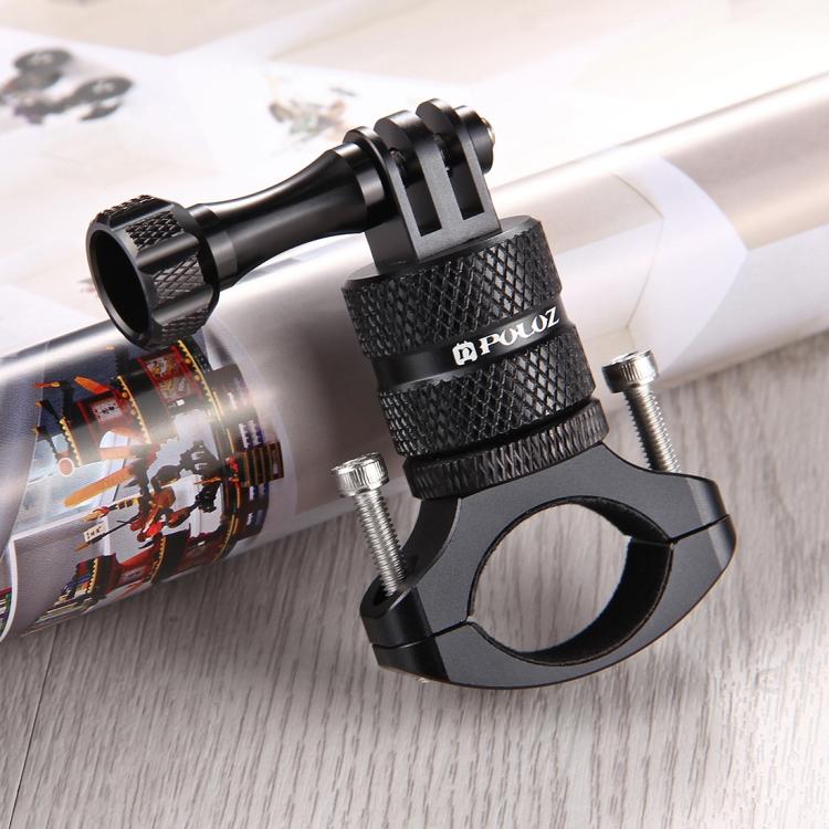 PULUZ 360 Degree Rotation Bike Aluminum Handlebar Adapter Mount with Screw for GoPro, Insta360, DJI and Other Action Cameras(Black) by PULUZ