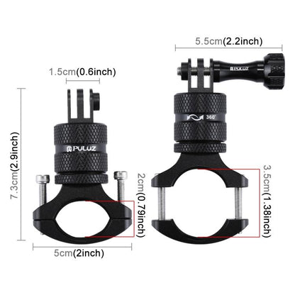 PULUZ 360 Degree Rotation Bike Aluminum Handlebar Adapter Mount with Screw for GoPro, Insta360, DJI and Other Action Cameras(Black) by PULUZ