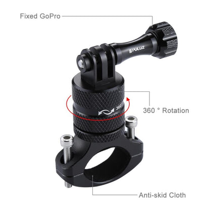 PULUZ 360 Degree Rotation Bike Aluminum Handlebar Adapter Mount with Screw for GoPro, Insta360, DJI and Other Action Cameras(Black) by PULUZ
