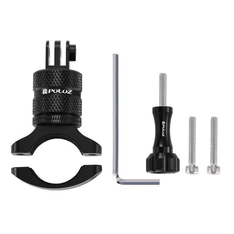 PULUZ 360 Degree Rotation Bike Aluminum Handlebar Adapter Mount with Screw for GoPro, Insta360, DJI and Other Action Cameras(Black) by PULUZ
