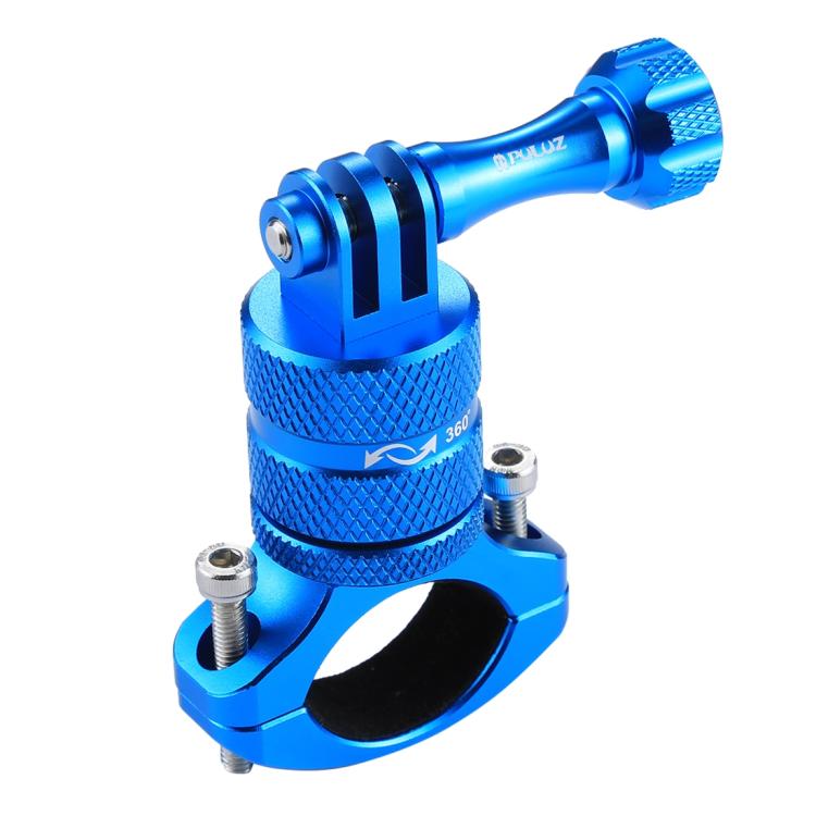 PULUZ 360 Degree Rotation Bike Aluminum Handlebar Adapter Mount with Screw for GoPro, Insta360, DJI and Other Action Cameras(Blue) - Bicycle Handlebar Mount by PULUZ | Online Shopping UK | buy2fix