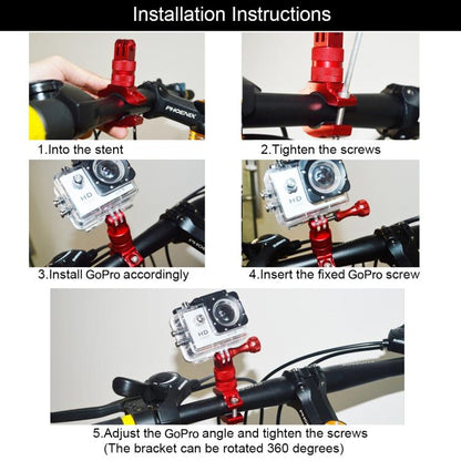 PULUZ 360 Degree Rotation Bike Aluminum Handlebar Adapter Mount with Screw for GoPro, Insta360, DJI and Other Action Cameras(Blue) - Bicycle Handlebar Mount by PULUZ | Online Shopping UK | buy2fix