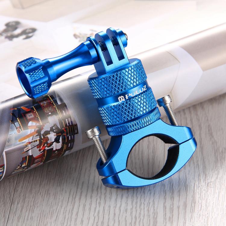 PULUZ 360 Degree Rotation Bike Aluminum Handlebar Adapter Mount with Screw for GoPro, Insta360, DJI and Other Action Cameras(Blue) - Bicycle Handlebar Mount by PULUZ | Online Shopping UK | buy2fix