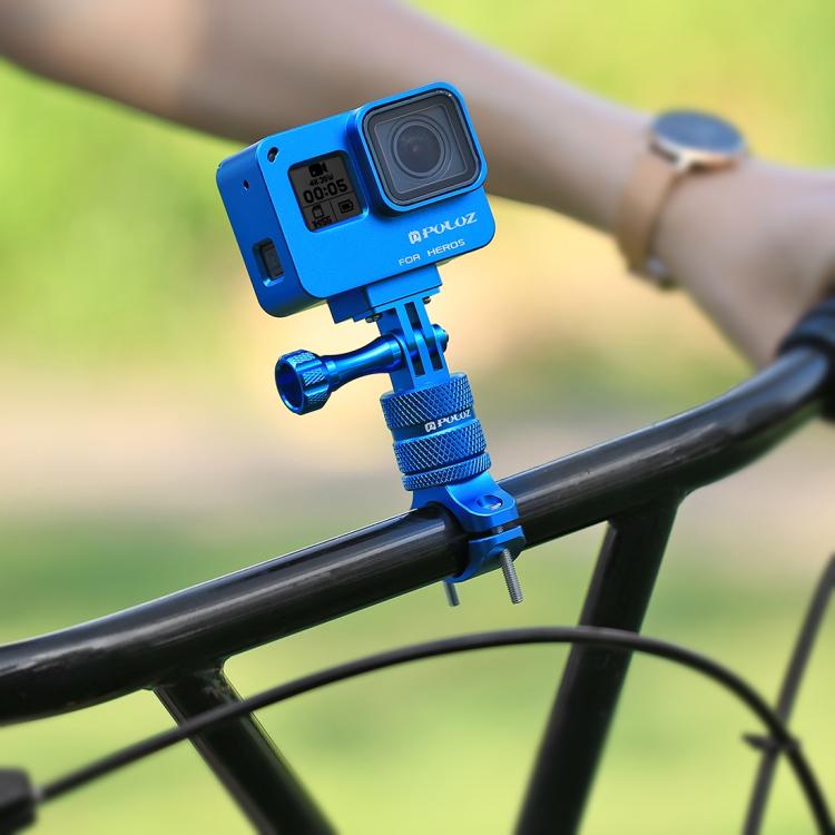 PULUZ 360 Degree Rotation Bike Aluminum Handlebar Adapter Mount with Screw for GoPro, Insta360, DJI and Other Action Cameras(Blue) - Bicycle Handlebar Mount by PULUZ | Online Shopping UK | buy2fix
