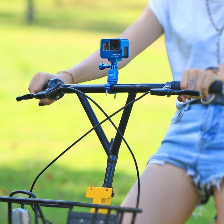 PULUZ 360 Degree Rotation Bike Aluminum Handlebar Adapter Mount with Screw for GoPro, Insta360, DJI and Other Action Cameras(Blue) - Bicycle Handlebar Mount by PULUZ | Online Shopping UK | buy2fix