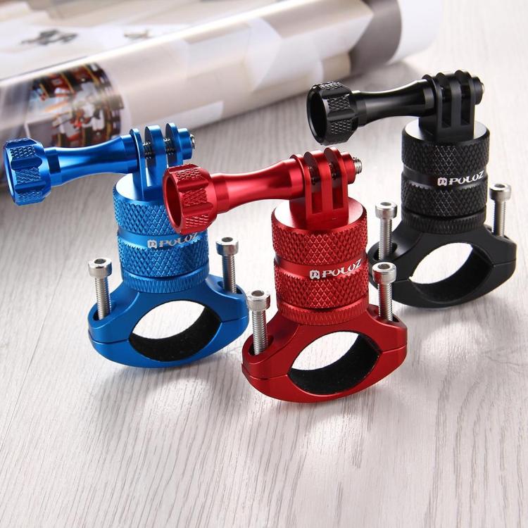 PULUZ 360 Degree Rotation Bike Aluminum Handlebar Adapter Mount with Screw for GoPro, Insta360, DJI and Other Action Cameras(Blue) - Bicycle Handlebar Mount by PULUZ | Online Shopping UK | buy2fix