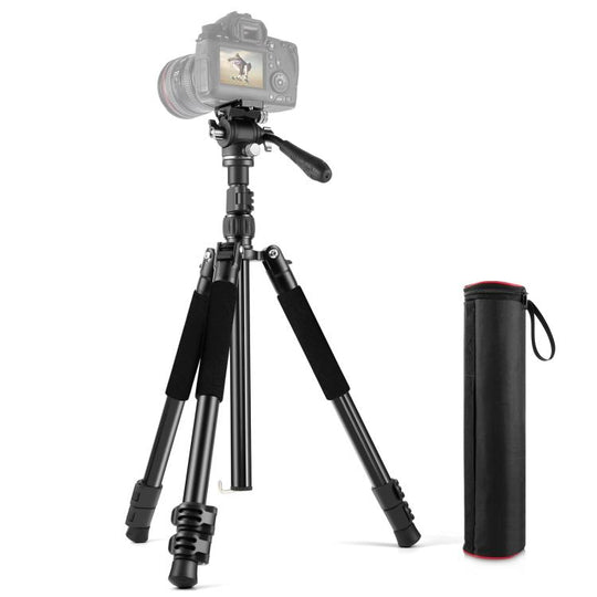 PULUZ 1.6m Reverse-Folding Professional Video Tripod with Fluid Drag Head (Black)