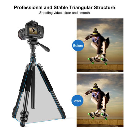 PULUZ 1.6m Reverse-Folding Professional Video Tripod with Fluid Drag Head (Black) - Tripods by PULUZ | Online Shopping UK | buy2fix