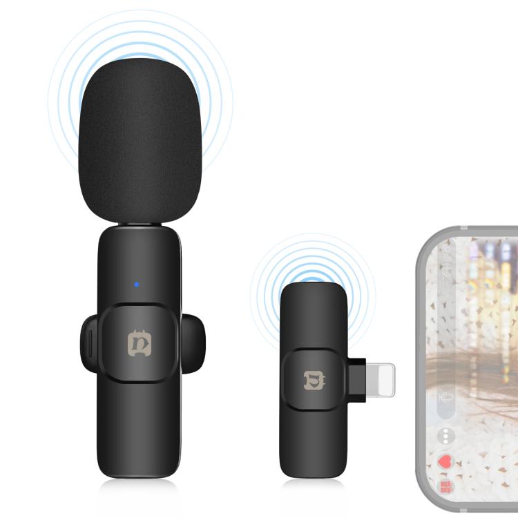 PULUZ Wireless Lavalier Noise Reduction Reverb Microphone for 8-Pin Device, Support Phone Charging(Black) - Microphone by PULUZ | Online Shopping UK | buy2fix