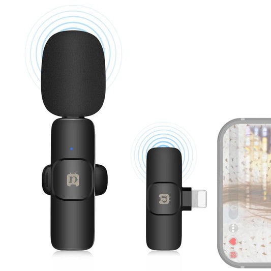 PULUZ Wireless Lavalier Noise Reduction Reverb Microphone for 8-Pin Device, Support Phone Charging(Black) - Microphone by PULUZ | Online Shopping UK | buy2fix