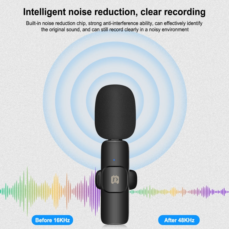 PULUZ Wireless Lavalier Noise Reduction Reverb Microphone for 8-Pin Device, Support Phone Charging(Black) - Microphone by PULUZ | Online Shopping UK | buy2fix