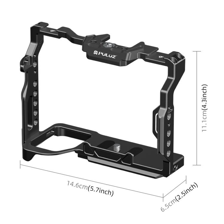PULUZ Metal Camera Cage Stabilizer Rig for Sony A7 IV / ILCE-7M4 / A7M4 / A7M3 / A7R3  / A7R III / A7R5(Black) - Camera Cage by PULUZ | Online Shopping UK | buy2fix