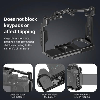 PULUZ Metal Camera Cage Stabilizer Rig for Sony A7 IV / ILCE-7M4 / A7M4 / A7M3 / A7R3  / A7R III / A7R5(Black) - Camera Cage by PULUZ | Online Shopping UK | buy2fix