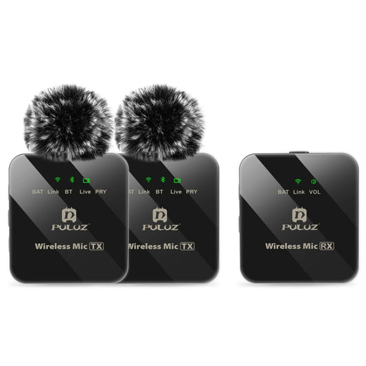 PULUZ 2 TX + 1 RX Wireless Lavalier Microphone (Black) - Microphone by PULUZ | Online Shopping UK | buy2fix
