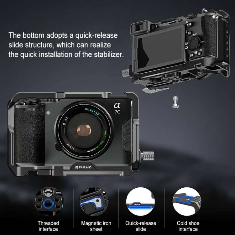 For Sony ILCE-A7CM2 / Alpha 7C II / Alpha 7CR PULUZ Metal Camera Cage Stabilizer Rig (Black) - Camera Cage by PULUZ | Online Shopping UK | buy2fix