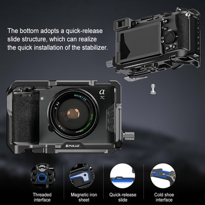 For Sony ILCE-A7CM2 / Alpha 7C II / Alpha 7CR PULUZ Metal Camera Cage Stabilizer Rig (Black) - Camera Cage by PULUZ | Online Shopping UK | buy2fix
