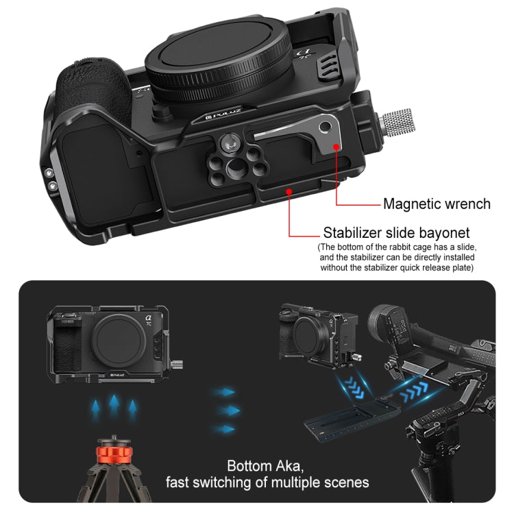 For Sony ILCE-A7CM2 / Alpha 7C II / Alpha 7CR PULUZ Metal Camera Cage Stabilizer Rig (Black) - Camera Cage by PULUZ | Online Shopping UK | buy2fix