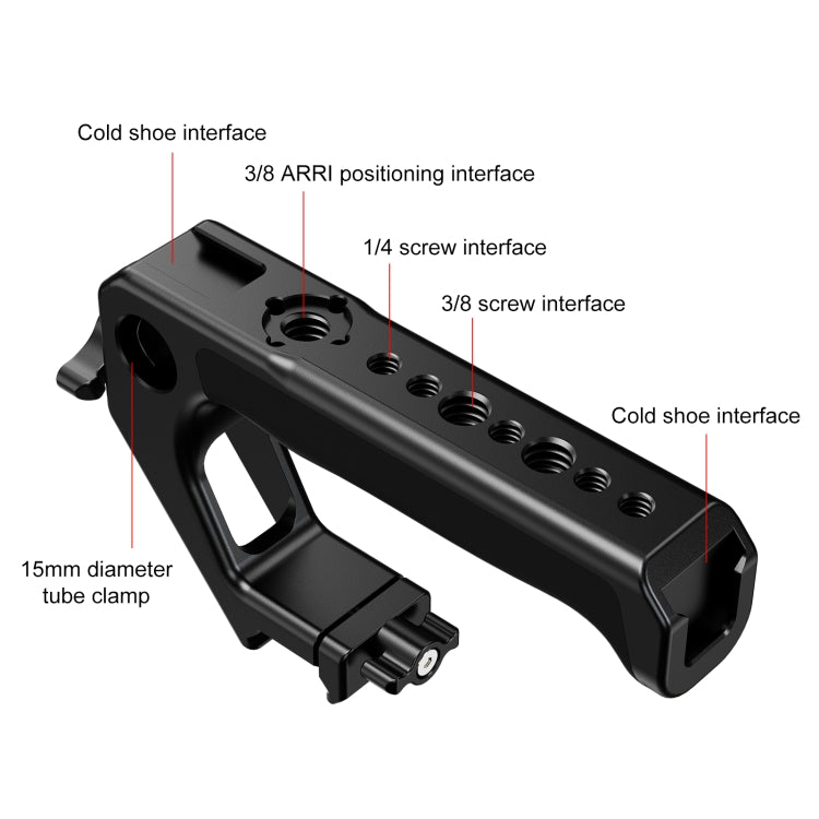 PULUZ Double-thread Metal Quick Release Top Handle with Cold Shoe for Camera Cage Stabilizer (Black) - Camera Stabilizer by PULUZ | Online Shopping UK | buy2fix