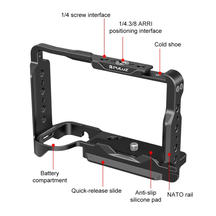 For Sony ZV-E10 II / ZV-E10M2 PULUZ Metal Camera Cage Stabilizer Rig (Black) - Camera Cage by PULUZ | Online Shopping UK | buy2fix