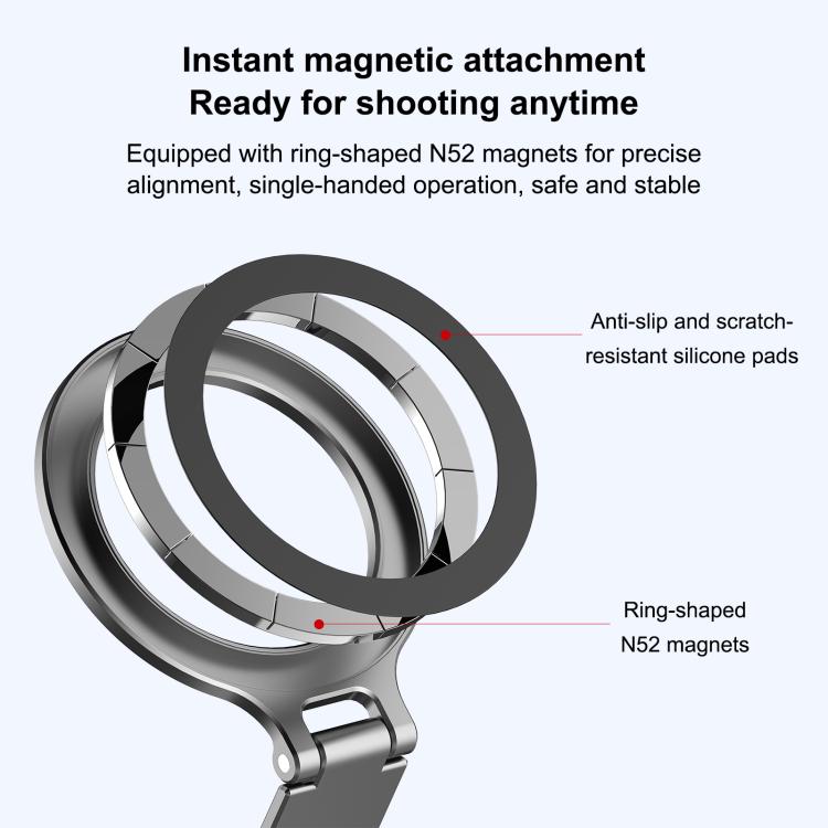 PULUZ Foldable MagSafe Magnet Cold Shoe On-Camera Phone Mount (Grey) - Desktop Holder by PULUZ | Online Shopping UK | buy2fix