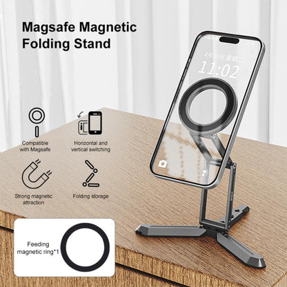 PULUZ MagSafe Desktop Live Streaming Magnetic Foldable Phone Holder Bracket (Black) - Desktop Holder by PULUZ | Online Shopping UK | buy2fix