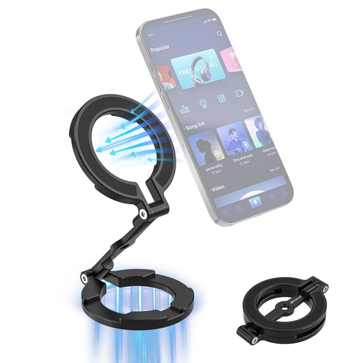 PULUZ MagSafe Dual-Head Magnetic Folding Phone Holder Bracket (Black) - Desktop Holder by PULUZ | Online Shopping UK | buy2fix