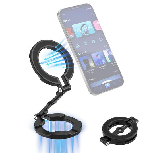 PULUZ MagSafe Dual-Head Magnetic Folding Phone Holder Bracket (Black) - Desktop Holder by PULUZ | Online Shopping UK | buy2fix