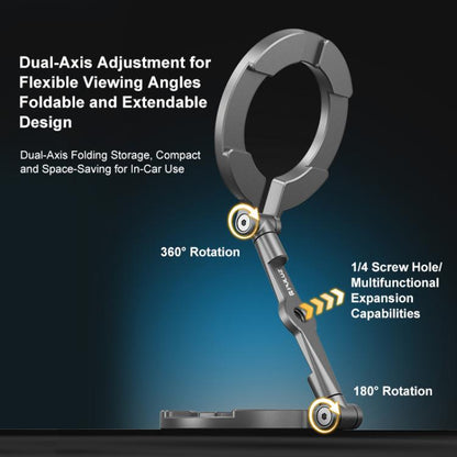 PULUZ MagSafe Dual-Head Magnetic Folding Phone Holder Bracket (Black) - Desktop Holder by PULUZ | Online Shopping UK | buy2fix