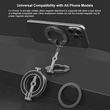 PULUZ MagSafe Dual-Head Magnetic Folding Phone Holder Bracket (Black) - Desktop Holder by PULUZ | Online Shopping UK | buy2fix