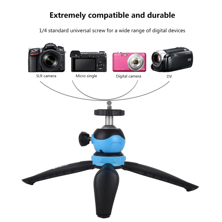 PULUZ 20cm Pocket Plastic Tripod Mount with 360 Degree Ball Head for Smartphones, GoPro, DSLR Cameras(Blue) - Tripods by PULUZ | Online Shopping UK | buy2fix