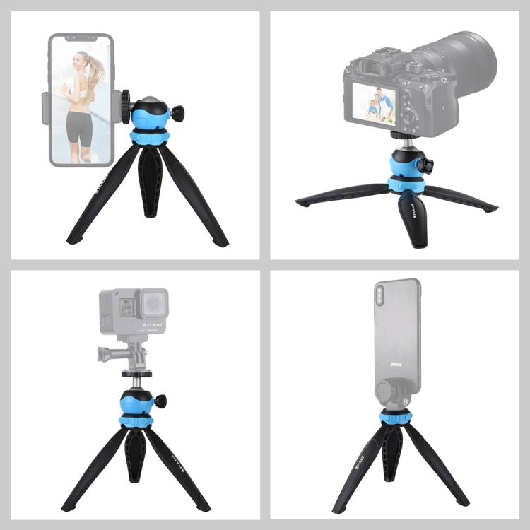 PULUZ 20cm Pocket Plastic Tripod Mount with 360 Degree Ball Head for Smartphones, GoPro, DSLR Cameras(Blue) - Tripods by PULUZ | Online Shopping UK | buy2fix