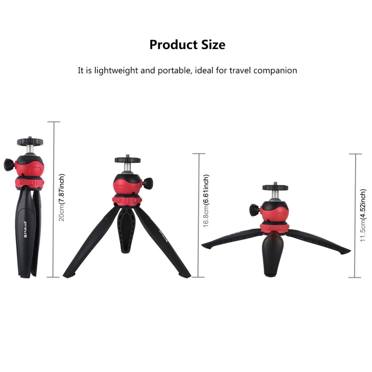 PULUZ 20cm Pocket Plastic Tripod Mount with 360 Degree Ball Head for Smartphones, GoPro, DSLR Cameras(Red) - Tripods by PULUZ | Online Shopping UK | buy2fix