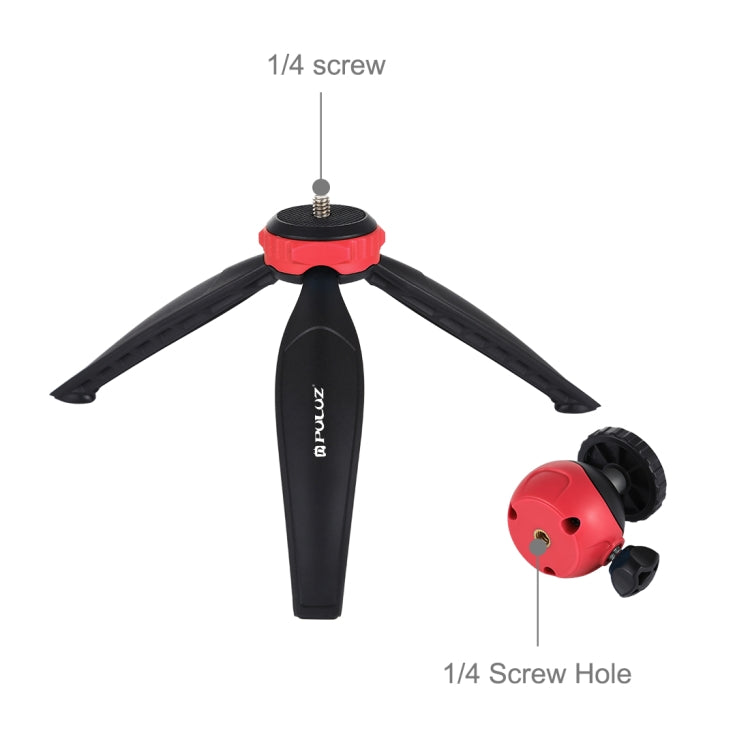 PULUZ 20cm Pocket Plastic Tripod Mount with 360 Degree Ball Head for Smartphones, GoPro, DSLR Cameras(Red) - Tripods by PULUZ | Online Shopping UK | buy2fix