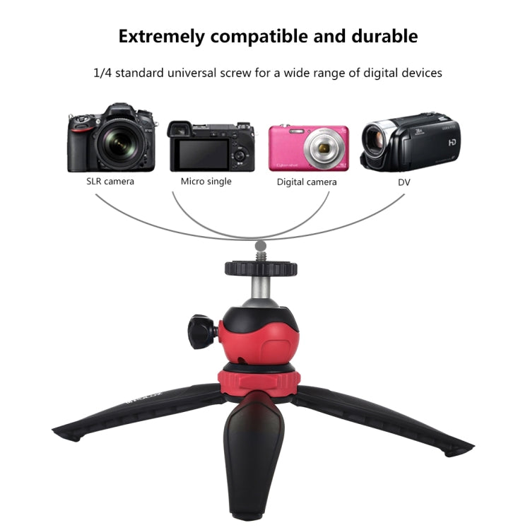 PULUZ 20cm Pocket Plastic Tripod Mount with 360 Degree Ball Head for Smartphones, GoPro, DSLR Cameras(Red) - Tripods by PULUZ | Online Shopping UK | buy2fix