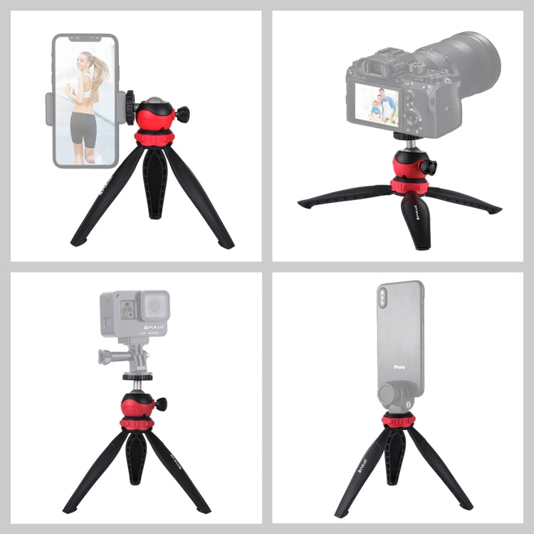 PULUZ 20cm Pocket Plastic Tripod Mount with 360 Degree Ball Head for Smartphones, GoPro, DSLR Cameras(Red) - Tripods by PULUZ | Online Shopping UK | buy2fix