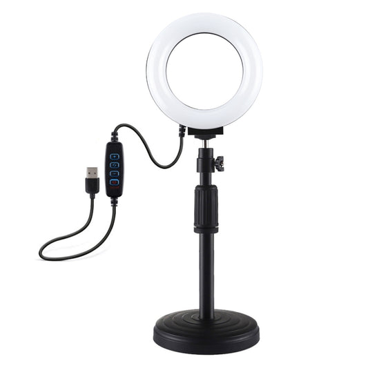 PULUZ Round Base Desktop Holder + 4.7 inch 12cm 3 Modes USB Dimmable LED Ring Vlogging Video Light, Adjustable Height: 15.5cm-25.5cm - Tripods by PULUZ | Online Shopping UK | buy2fix