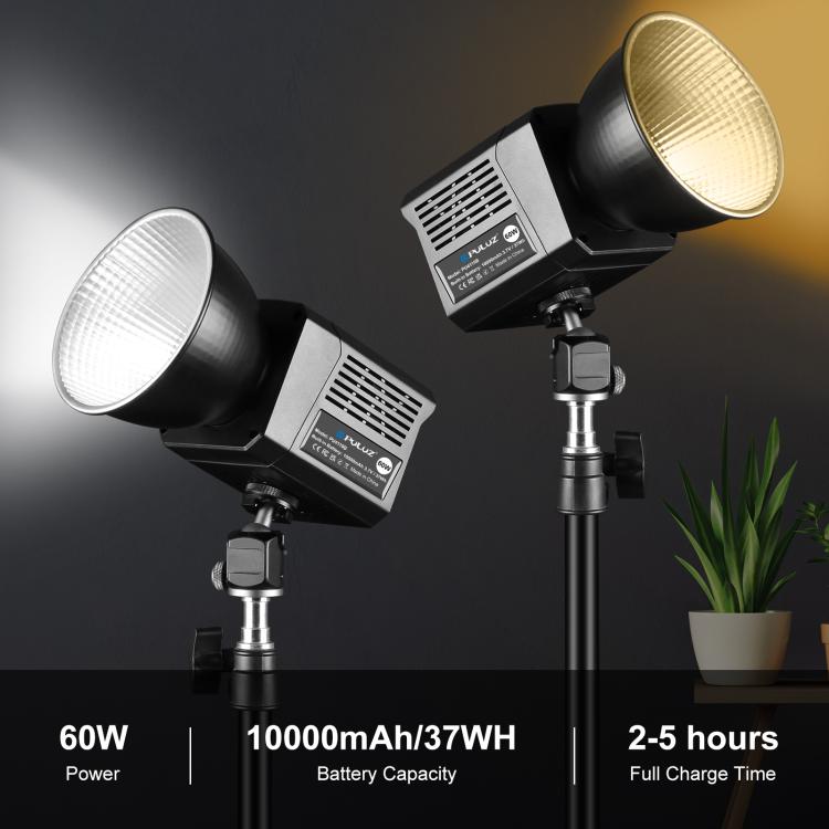 PULUZ 60W Studio Video Light 2500K-6500K Dual Color Temperature Professional Photography Fill Light (Black) - Shoe Mount Flashes by PULUZ | Online Shopping UK | buy2fix