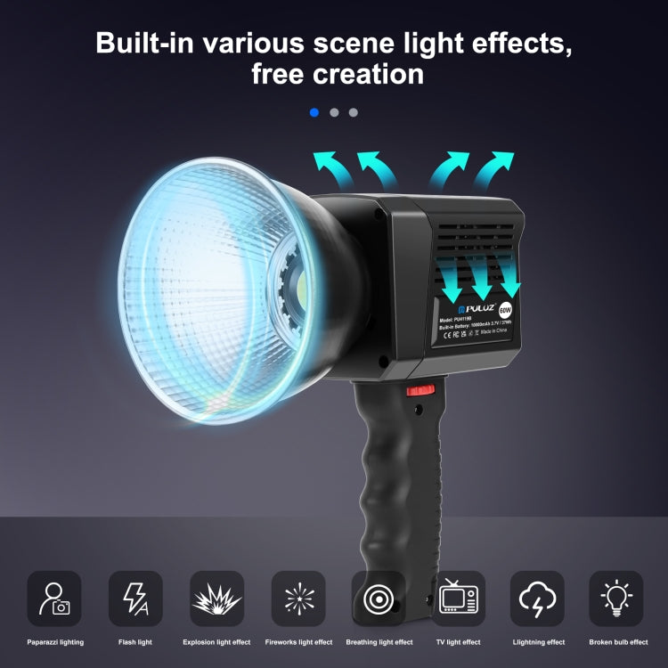 PULUZ 60W Studio Video Light 2500K-6500K Dual Color Temperature Professional Photography Fill Light (Black) - Shoe Mount Flashes by PULUZ | Online Shopping UK | buy2fix