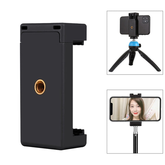 PULUZ Selfie Sticks Tripod Mount Phone Clamp with 1/4 inch Screw Holes & Cold Shoe Base(Black) - Desktop Holder by PULUZ | Online Shopping UK | buy2fix