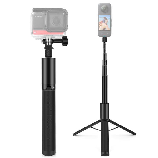 PULUZ 1.22m Retractable Invisible Selfie Stick with Tripod For Insta360 X4 / X3 (Black) - Self Monopod Grip by PULUZ | Online Shopping UK | buy2fix