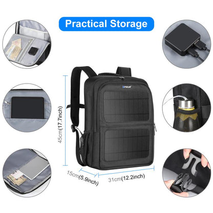 PULUZ 12W Solar Power Outdoor Portable Camera Dual Shoulders Backpack Laptop Bag (Black) - Backpack by PULUZ | Online Shopping UK | buy2fix