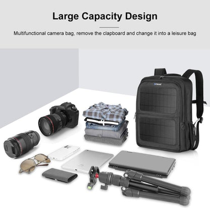PULUZ 12W Solar Power Outdoor Portable Camera Dual Shoulders Backpack Laptop Bag (Black) - Backpack by PULUZ | Online Shopping UK | buy2fix